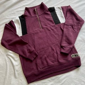 Victoria’s Secret Pink Dark Burgundy Quarter Zip Sweater